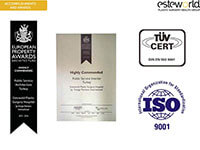 Esteworld Mimari Tasarım Ödülü, Hizmet Kalite Ödülü, ISO Belgesi ve TUV Sertifikası